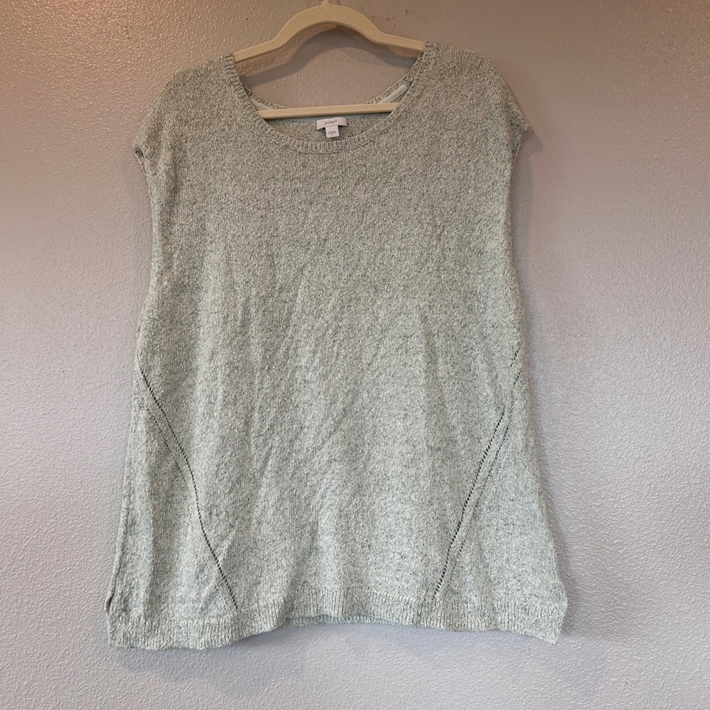 Pure Jill J Jill Sage Green Marled 100% Cotton Knit Sweater Vest XL